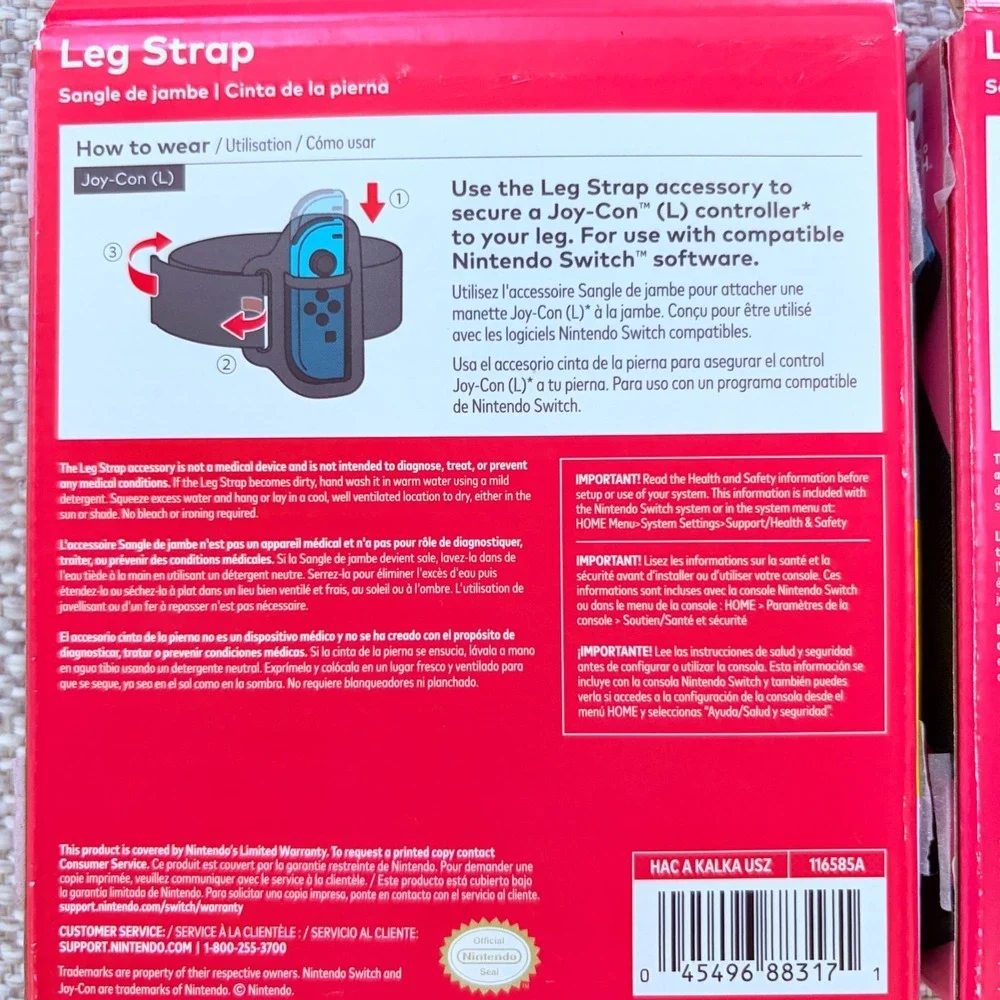 NEW Set of Two Nintendo Switch Joy-Con Leg Straps Sports NIB